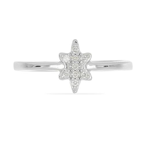 BUY STERLING SILVER REAL WHITE DIAMOND DOUBLE CUT GEMSTONE STAR RING